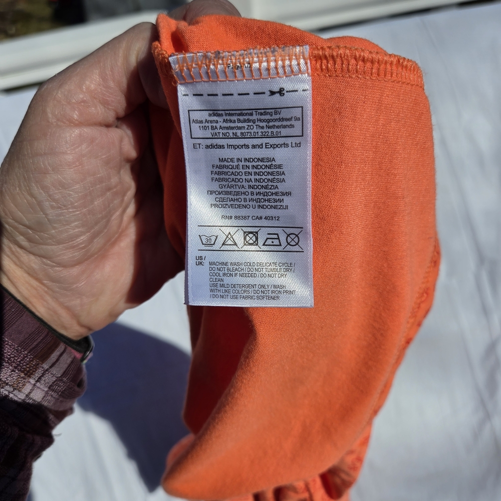Topshop & Adidas Collaboration Women's XL (US) T-shirt V-Neck Orange Black VTG - Picture 4 of 13